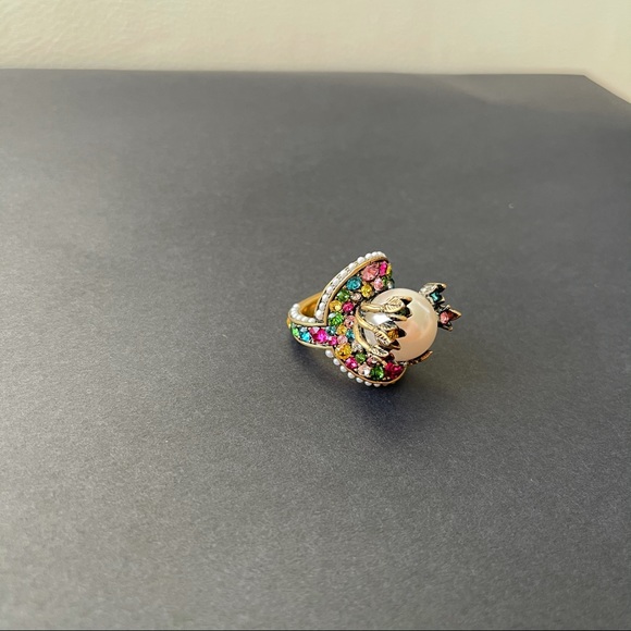 NEW GUCCI RING PEARL CRYSTAL EMBELLISHED Flower - Picture 7 of 12